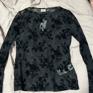 Abercrombie & Fitch Black Floral Long Sleeve Top
